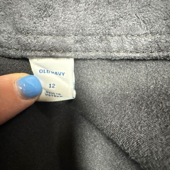 Old Navy Womens Black Jack Faux Suede A-Line Mini Skirt Patch Pockets Sz12 NEW - Picture 4 of 5